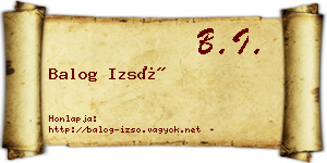 Balog Izsó névjegykártya